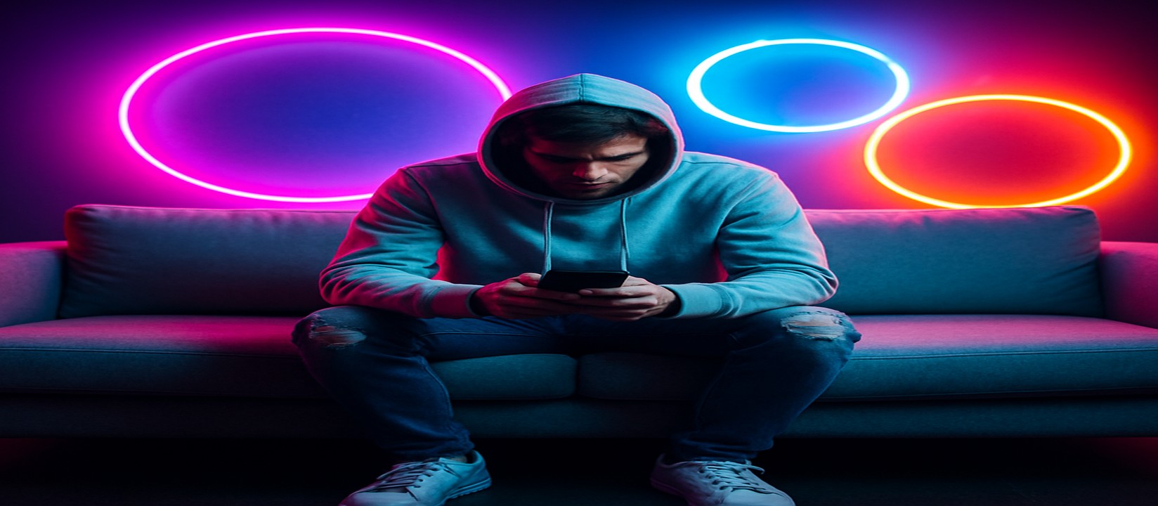 Illustrative depiction of a user engaging with the okww app on a mobile device